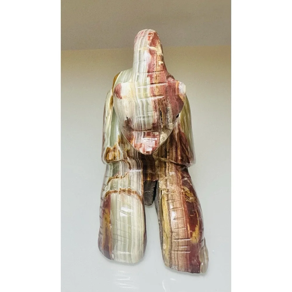 Hand Carved Onyx Elephant Figurine Natural Sculpture 5,3 in